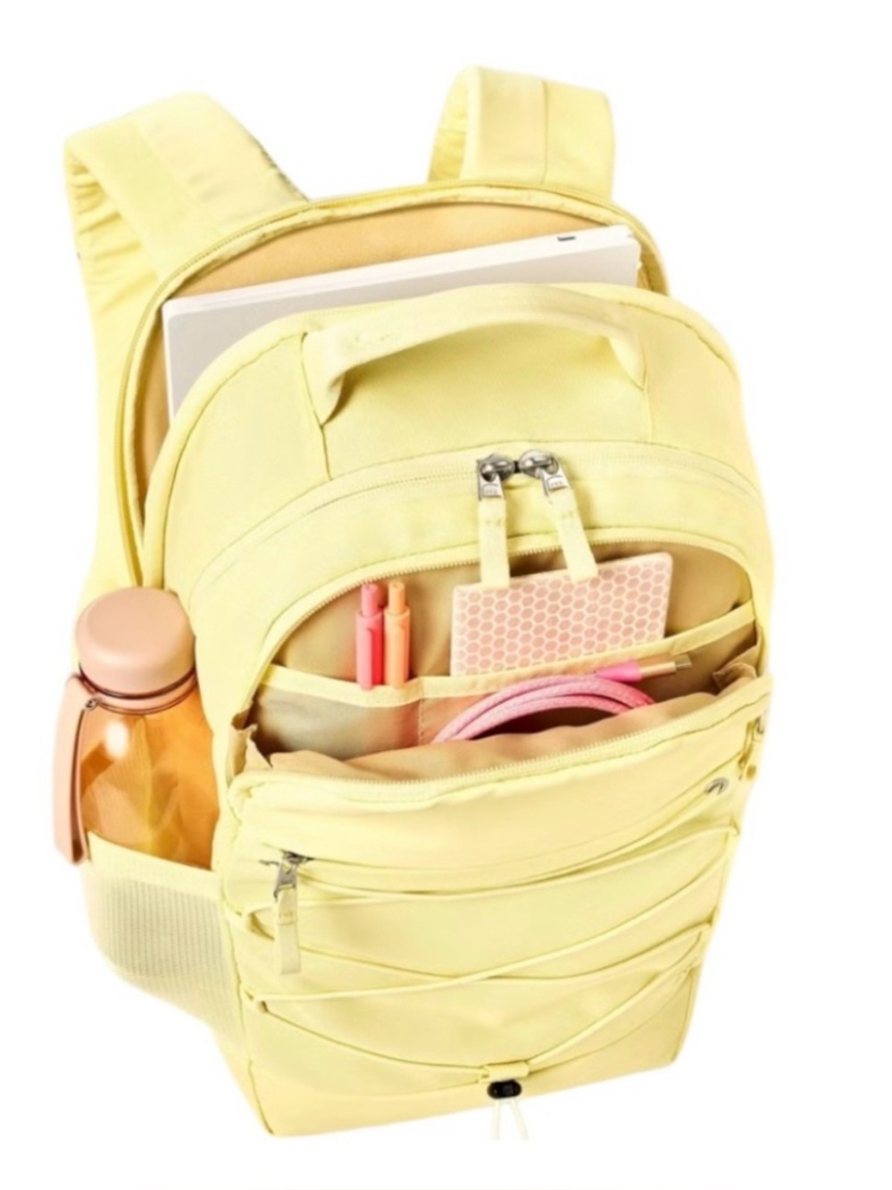 NWT All in Motion Sporty Pale Yellow Backpack -padded laptop sleeve-multi-pocket - Picture 3 of 3